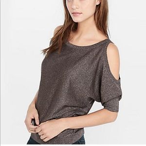 Express dolman cold shoulder shimmery date night top sweater